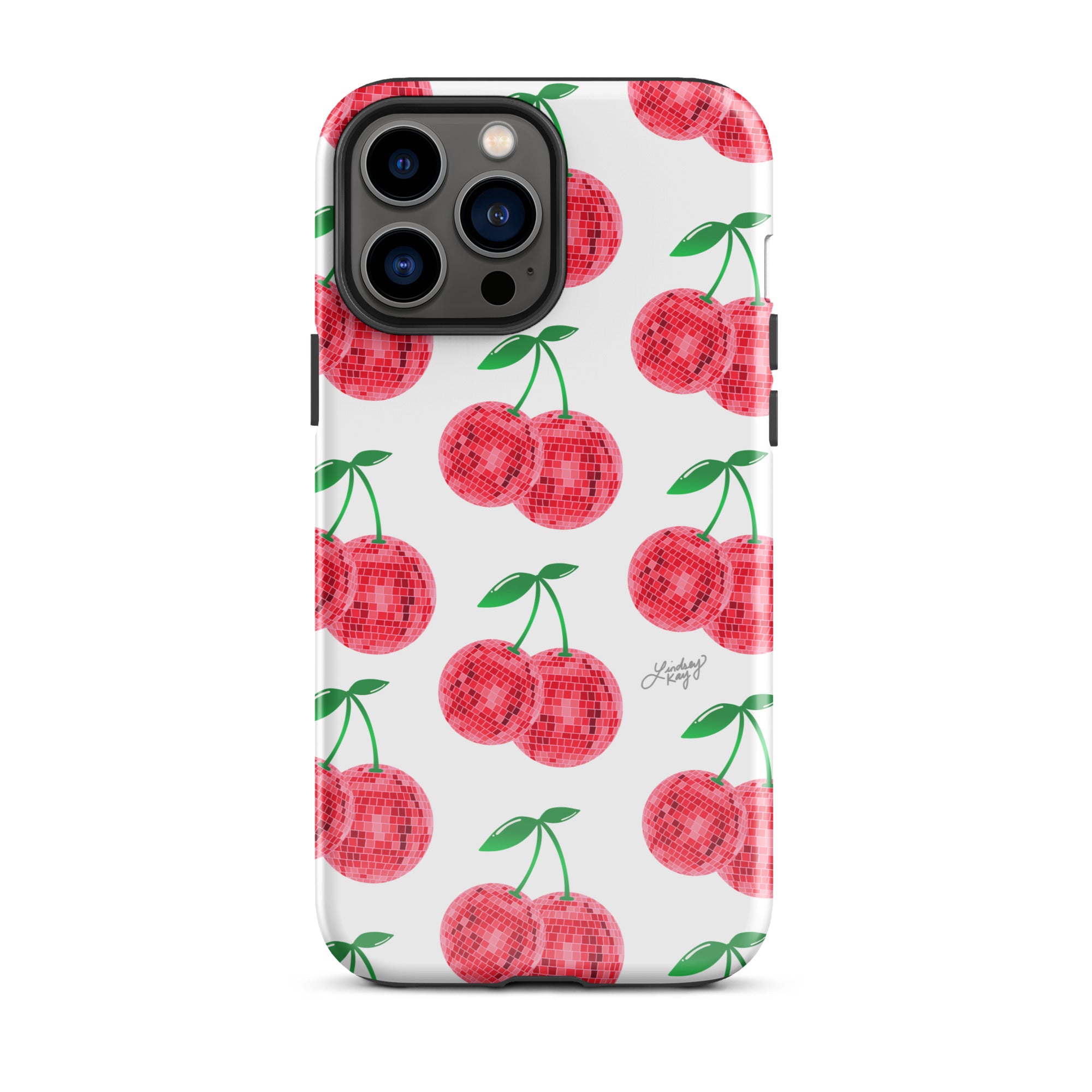 Patrón de cerezas disco rojas - Funda resistente para iPhone®